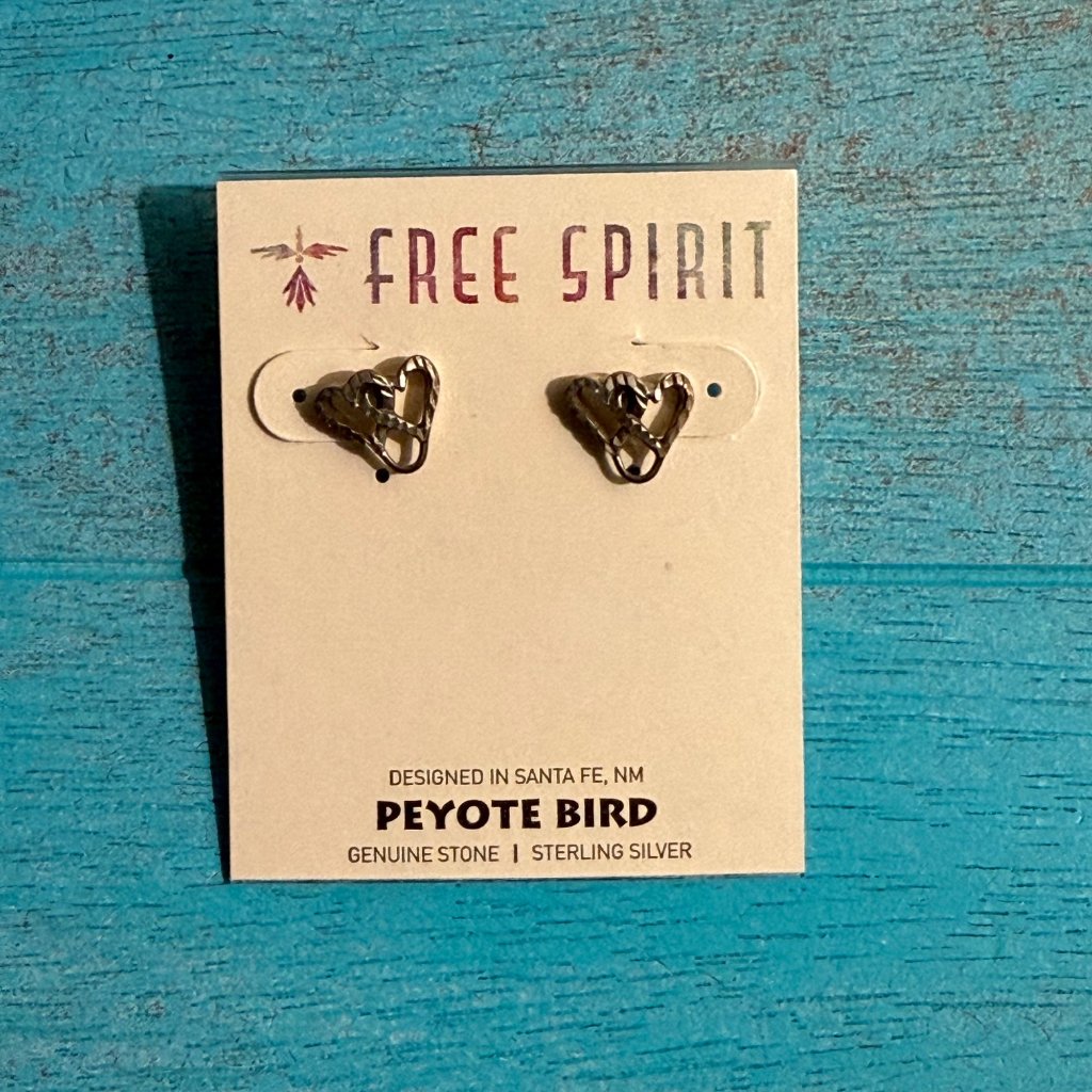 Peyote Bird Sterling Silver Double Heart Stud Earrings New